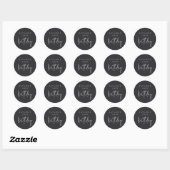 Sticker Rond Simple Minimaliste 50e Anniversaire Plat Noir (Feuille)
