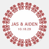 Sticker Rond Simple minimaliste double bonheur Mariage chinois (Devant)