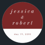 Sticker Rond Simple minimaliste Mariage rouge et blanc<br><div class="desc">Cela fait partie de la collection minimaliste de Mariages rouges et blancs.</div>