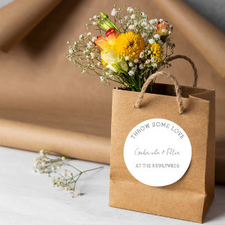 Sticker Rond Simple minimaliste Merci Mariage noir et blanc