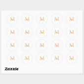 Sticker Rond simple minimum ajouter nom monogramme orange brun  (Feuille)