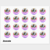 Sticker Rond simple minimum ajouter votre nom photo aquarelle a (Feuille)