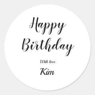 Sticker Rond simple minimum calligraphie heureux anniversaire p