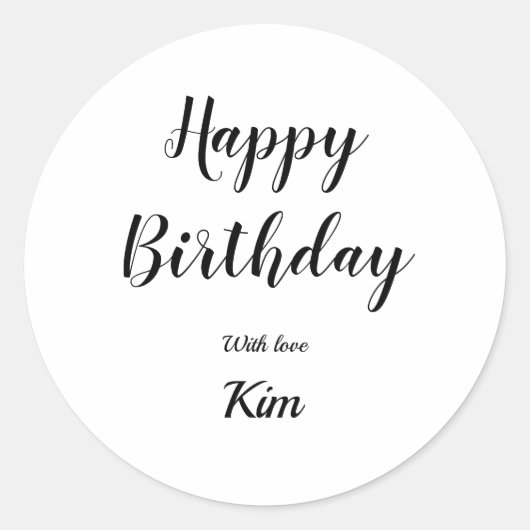 Sticker Rond simple minimum calligraphie heureux anniversaire p (Devant)