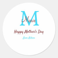 simple minimum jour mère bleu monogramme rose nom