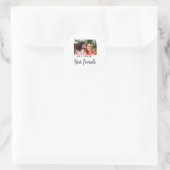 Sticker Rond simple minimum meilleur ami nom ajouter photo text (Sac)