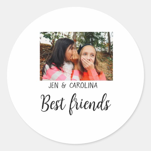 Sticker Rond simple minimum meilleur ami nom ajouter photo text (Devant)