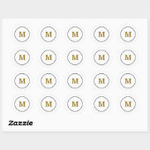Sticker Rond simple minimum or monogramme personnalisé moderne (Feuille)