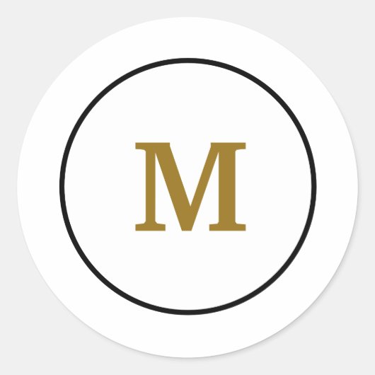 Sticker Rond simple minimum or monogramme personnalisé moderne (Devant)
