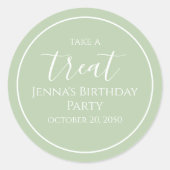 Sticker Rond Simple Mint Green Anniversaire Calligraphie Mignon (Devant)