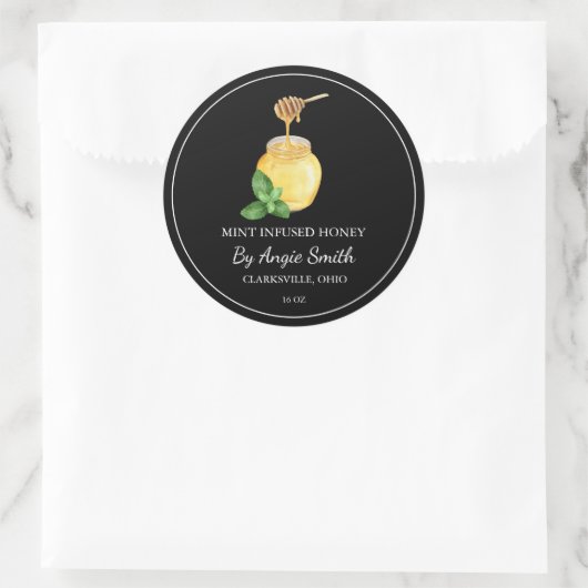 Sticker Rond Simple Mint Infused Honey Label (Sac)