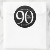 Sticker Rond Simple, Miodern Black & White 90e fête d'anniversa (Sac)