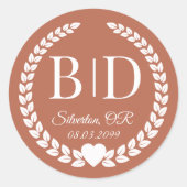 Sticker Rond Simple Modern Earthy Terracotta Monogram (Devant)