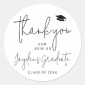 Sticker Rond Simple Modern Script Diplômé merci (Devant)