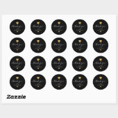 Sticker Rond Simple moderne Black Mariage Gold Heart (Feuille)