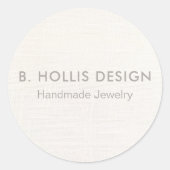 Sticker Rond Simple Moderne Blanc Lin (image)  (Devant)