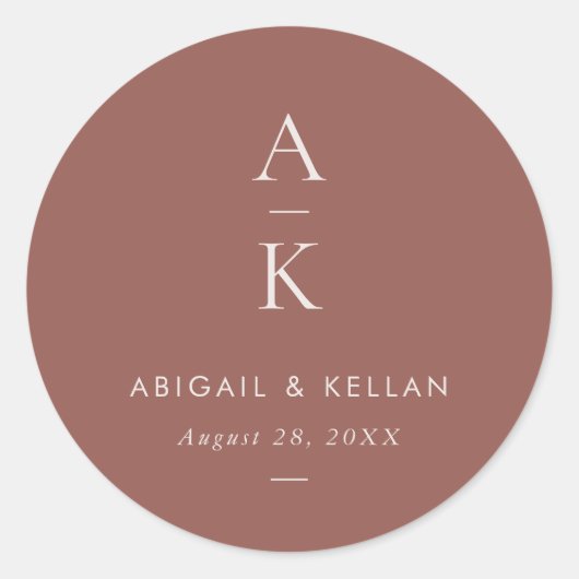 Sticker Rond Simple moderne Brown Monogramme Mix Match Mariage (Devant)