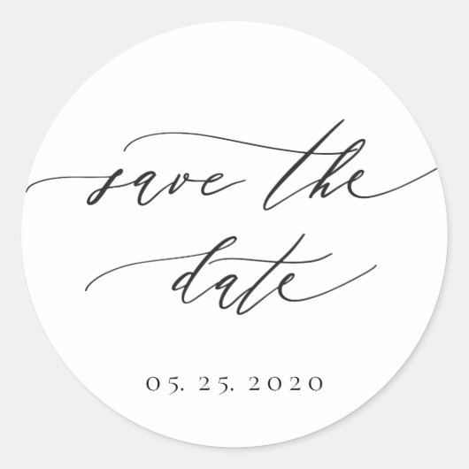 Sticker Rond Simple Moderne Calligraphie Mariage Enregistrer la (Devant)