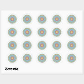 Sticker Rond Simple Moderne Chic Mandala Turquoise Design (Feuille)
