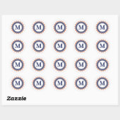 Sticker Rond Simple moderne chic marine bleu Monogramme initial (Feuille)