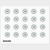 Sticker Rond Simple moderne chic marine bleu Monogramme initial (Feuille)