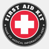 Sticker Rond Simple moderne Croix Rouge Noir Médicale (Devant)