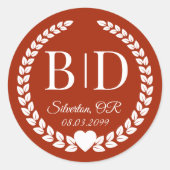 Sticker Rond Simple moderne Deep Autumn Orange Mariage (Devant)