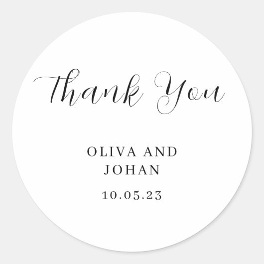 Sticker Rond Simple, moderne et minimaliste | Mariage blanc (Devant)