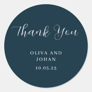 Sticker Rond Simple, moderne et minimaliste   Mariage bleu mari