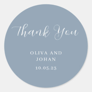 Sticker Rond Simple Moderne et Minimaliste Mariage Bleu Pouss