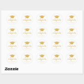 Sticker Rond Simple moderne Gold Mortar Board Élégant diplôme (Feuille)