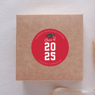 Sticker Rond Simple Moderne Graduation 2025 Grad Party