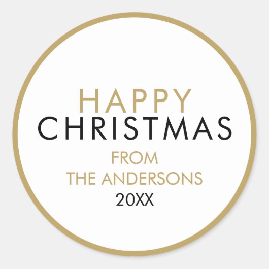 Sticker Rond Simple moderne Joyeux Noël Nom de famille (Devant)