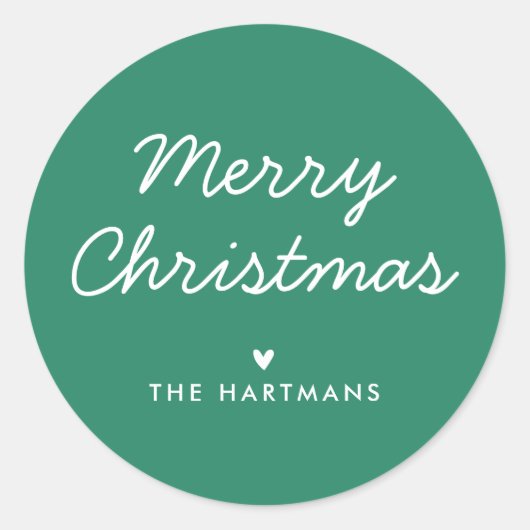 Sticker Rond Simple moderne Joyeux Noël personnalisé Nom de cou (Devant)