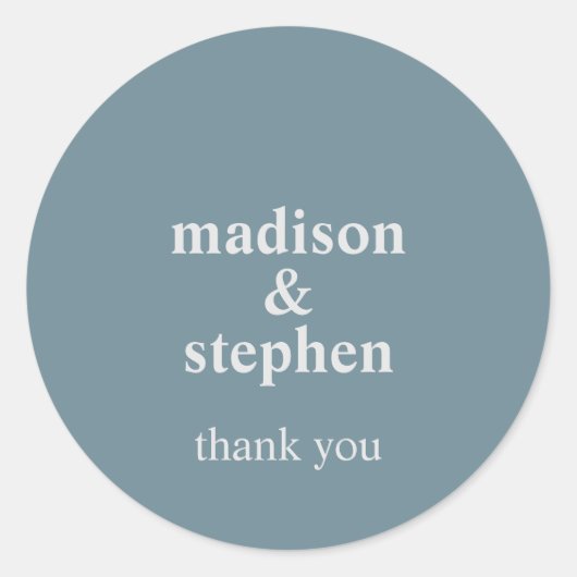 Sticker Rond Simple Moderne Mariage Bleu Poussiéreux Typographi (Devant)