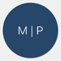 Simple Moderne Mariage Monogramme Bleu Marine