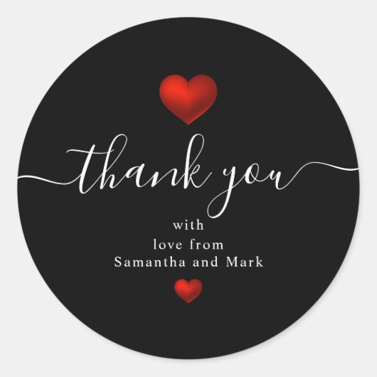 Sticker Rond Simple moderne Mariage Red Black Heart (Devant)