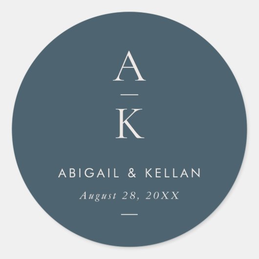 Sticker Rond Simple moderne Marine Blue Monogram Mix Match Mari (Devant)