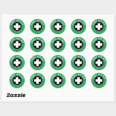Sticker Rond Simple Moderne Médicale Vert Croix Noir Et Blanc (Feuille)