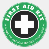 Sticker Rond Simple Moderne Médicale Vert Croix Noir Et Blanc (Devant)