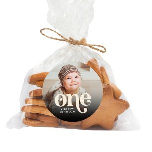 Sticker Rond Simple moderne minimaliste Boho 1er anniversaire p