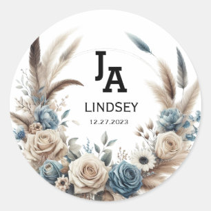 Sticker Rond Simple Moderne Minimaliste Mariage Classique Rond