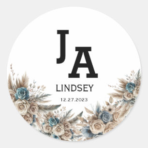 Sticker Rond Simple Moderne Minimaliste Mariage Classique Rond