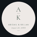 Sticker Rond Simple moderne Monogramme vert Mix Match Mariage<br><div class="desc">Simple moderne Monogramme vert Mix Match Mariage Classic Round Sticker présente des appareillages de type moderne dans des tons doux et modernes de la terre.</div>