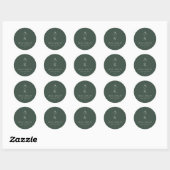 Sticker Rond Simple moderne Monogramme vert Mix Match Mariage (Feuille)