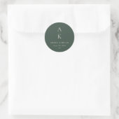 Sticker Rond Simple moderne Monogramme vert Mix Match Mariage (Sac)