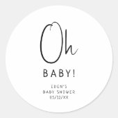 Sticker Rond Simple moderne Neutral Oh Baby ! Baby shower préfé (Devant)
