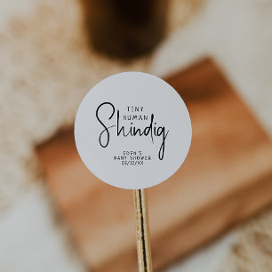 Sticker Rond Simple Moderne Neutre Minuscule Chindig Humain Fav