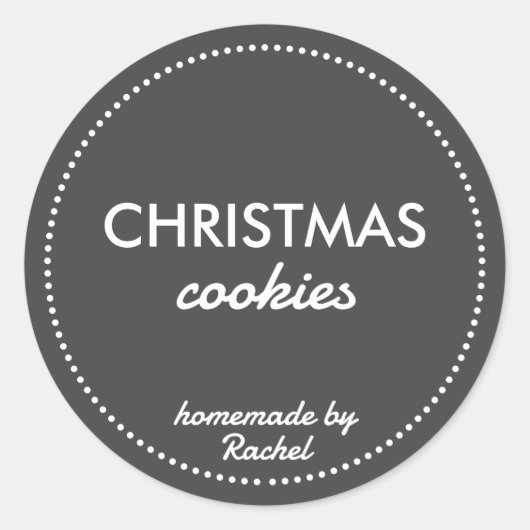 Sticker Rond Simple moderne Noir fait maison Cookies de Noël (Devant)