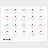 Sticker Rond Simple moderne Red Heart Mariage blanc (Feuille)